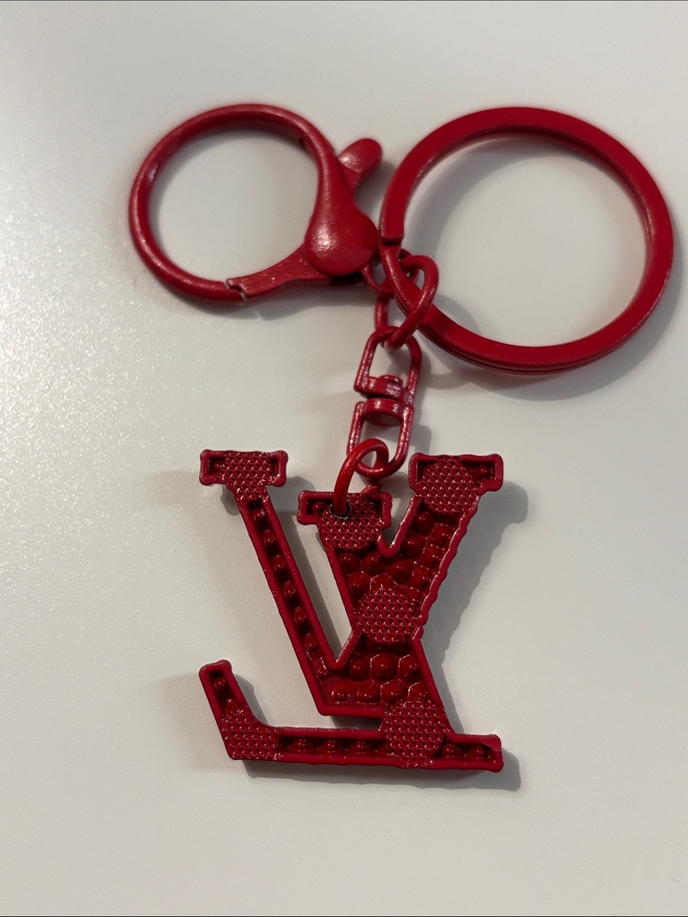 Red Crystal Monogram Charm Keyring - Picture 2 of 2